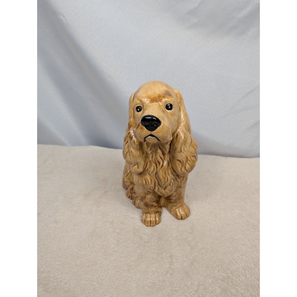Vintage DAW Ceramic Cocker Spaniel Dog Figurine Statue‎ 9" Golden Tan Pottery